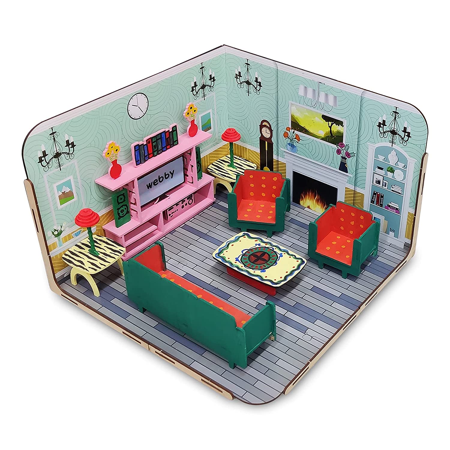 Assembled wooden clearance dollhouse