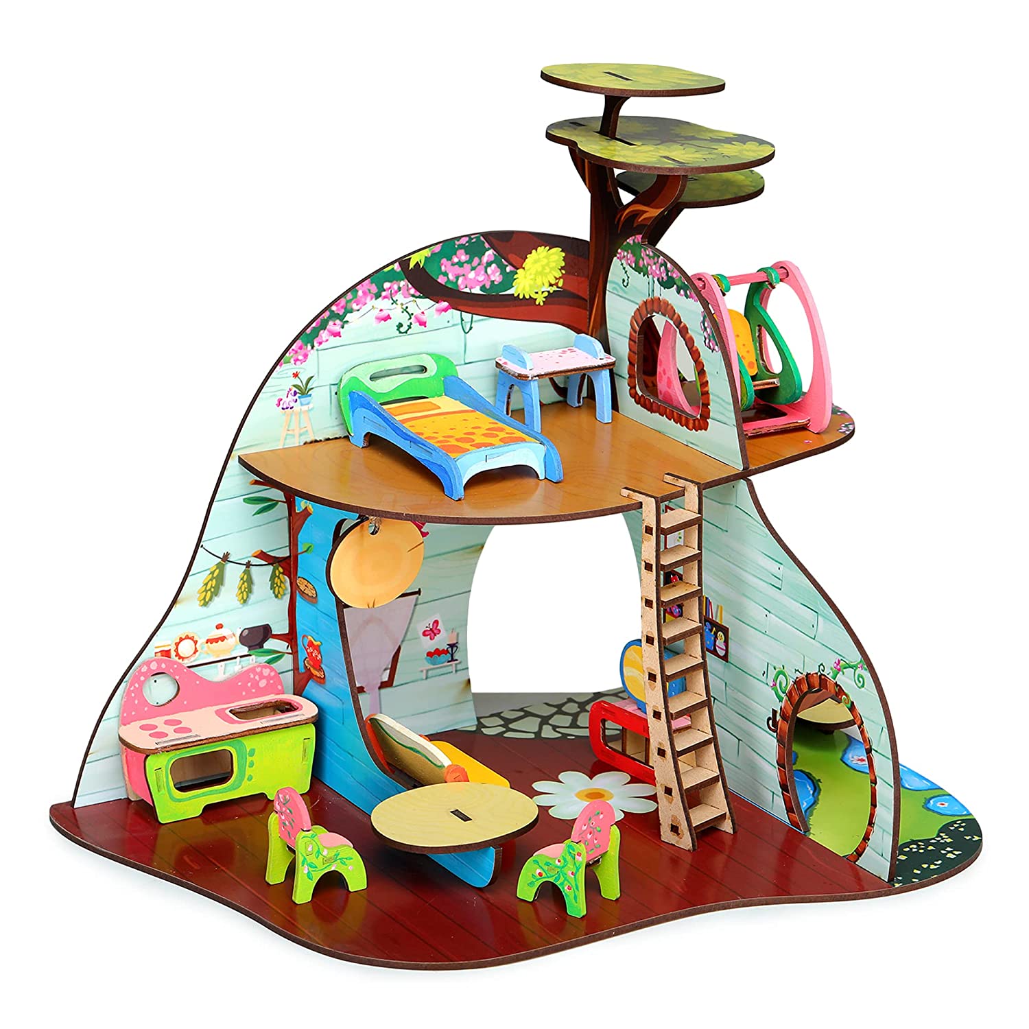 Wooden 2024 doll treehouse