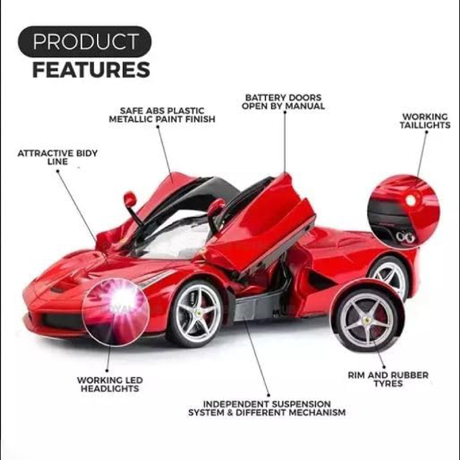 Webby remote controlled super car with store opening doors red