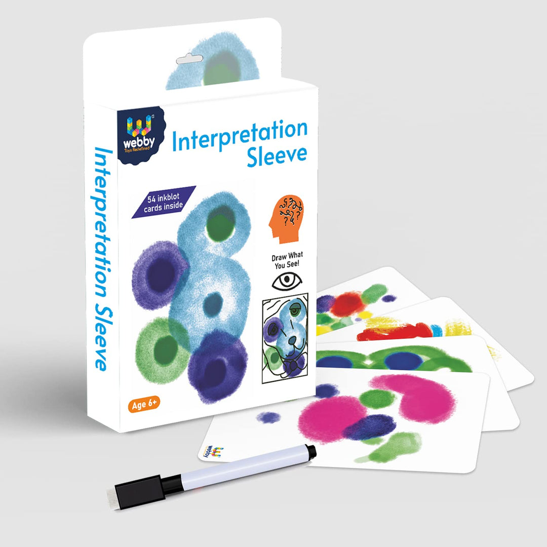 Webby See and Draw Interpretation Sleeve with 54 Inkblot Cards for Kids