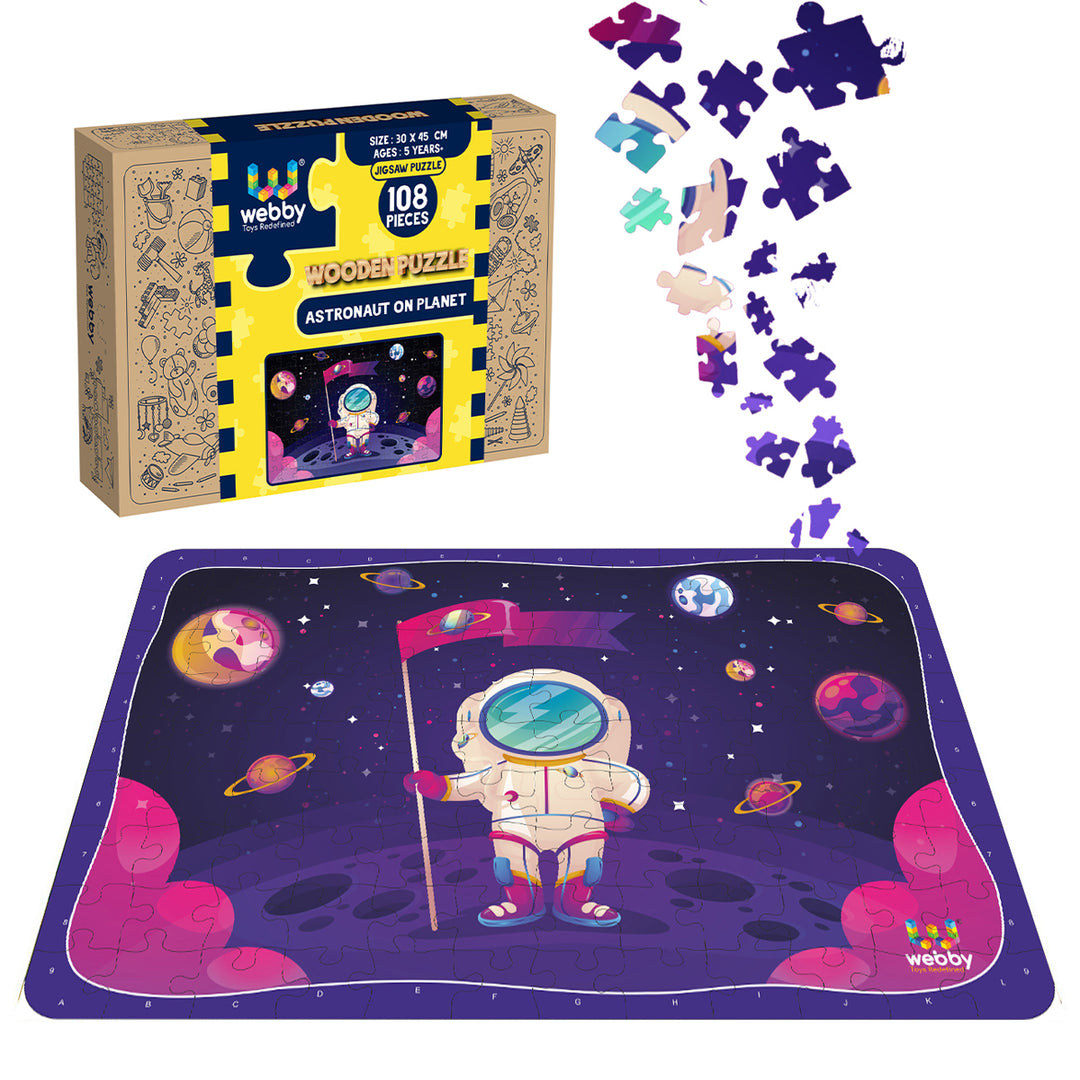 Webby Astronaut On Planet Wooden Jigsaw Puzzle, 108 Pieces