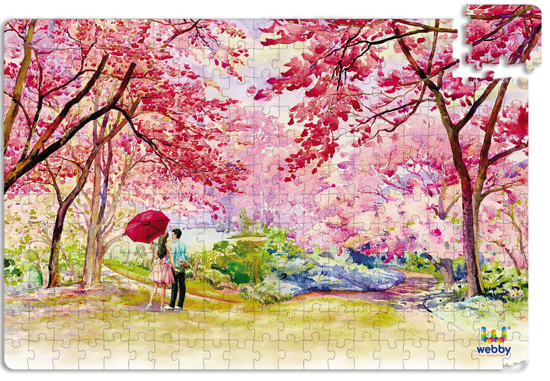 Webby Wild Himalayan Cherry Blossoms Painting Wooden Jigsaw Puzzle, 252 pieces