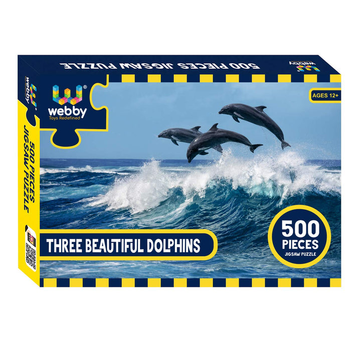 Webby Three Beautiful Dolphins Wooden Jigsaw Puzzle, 500 pieces